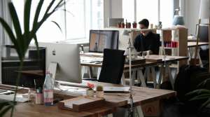 Man sitting in a workplace Man sitting in a workplace
